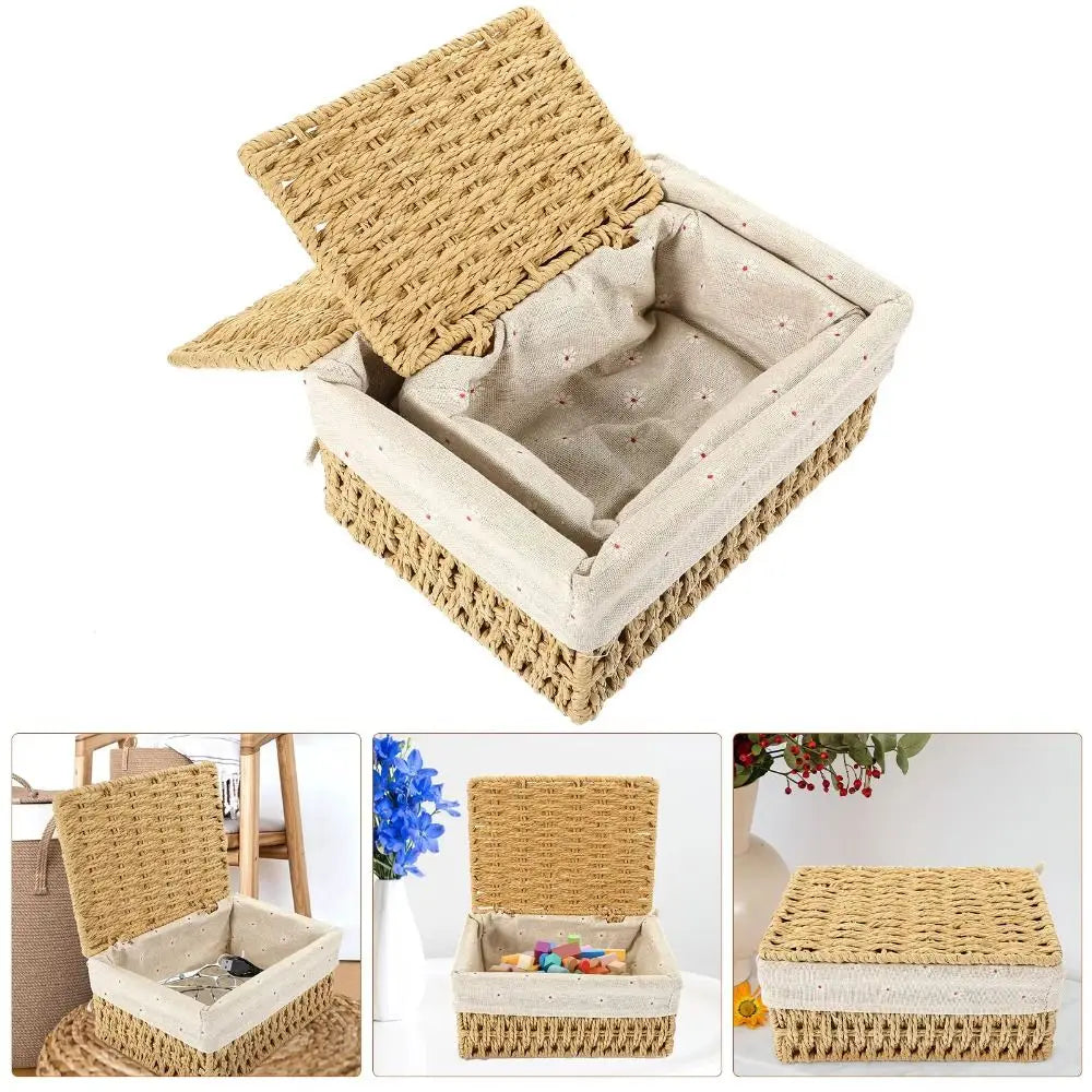 Rustic Hand Woven Wicker Storage Baskets Bohemia Hollow Out Laundry Hamper Household Portable Storage Basket Kitchen Supplies Oasis Select