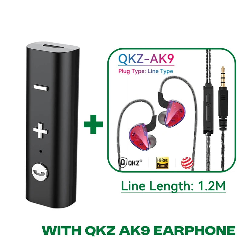 Bluetooth Audio Receiver 3.5mm AUX Stereo Music Wireless Adapter With HD Mic HandsFree Calling For Car Kit Spearker Headphones Oasis Select With QKZ-AK9
