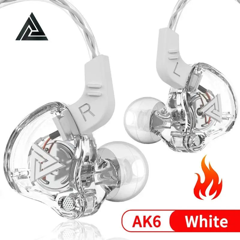 Original QKZ AK6 Copper Driver HiFi Wired Earphone Race Sport Headphone Bass Stereo Headset Music Earbuds 3.5MM In Ear With Mic Oasis Select AK6-White