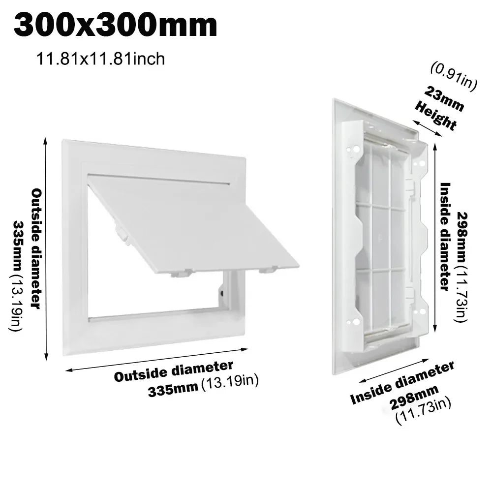 Removable White Plastic Access Panel Door Opening Flap Cover Plate Inspection Hole ABS Access Hatch Cover Wall Access Doors Oasis Select 300x300mm