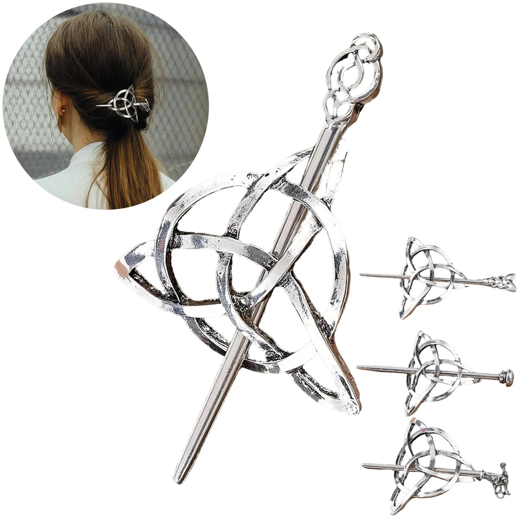 Celtic Knot Silver Hair Clips Vintage-Inspired Hair Claws for Women Symbolic Barrettes for Long Hair Braids Oasis Select