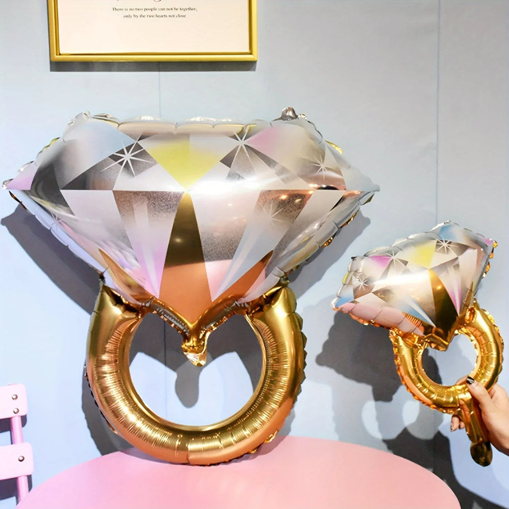 2PCS Diamond Ring Aluminum Foil Balloon - Perfect for Engagement and Wedding Parties - Self sealing, Mixed Colors Oasis Select