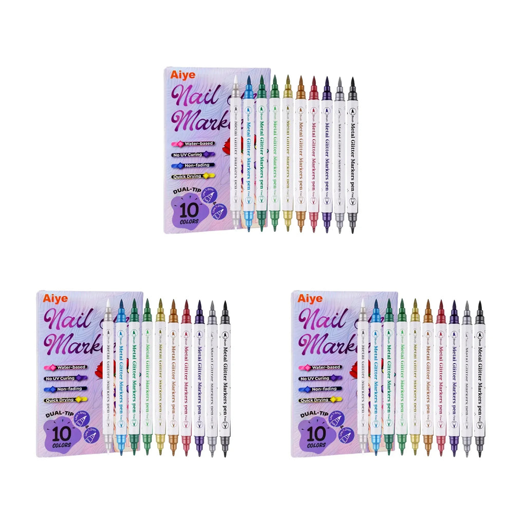 10Pcs/Set DIY Nail Art Graffiti Pen Nail Polish Pens Drawing Painting Point Liner Acrylic Painted Pen Waterproof Quick-drying Oasis Select 3 Sets