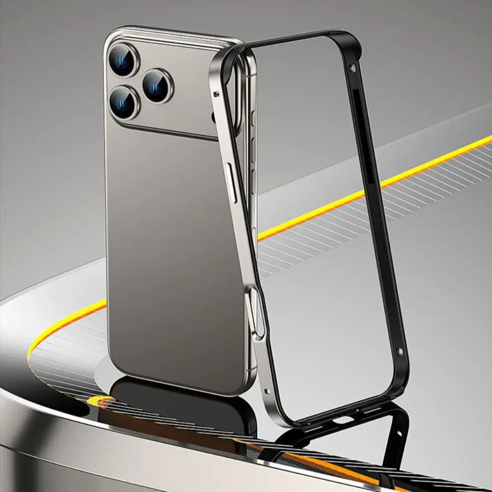 Luxury Alloy Metal Bumper Phone Case For iPhone 17 Air 17 Pro Max 17 Pro Silicone Lining Corner Pads Anti Collision Frame Oasis Select