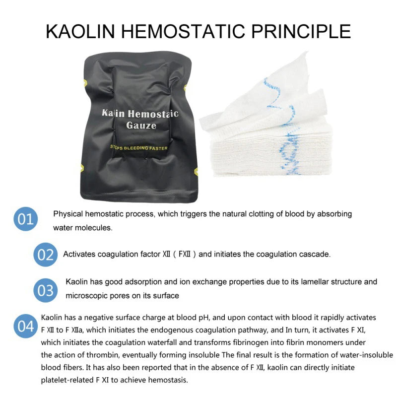 Hemostatic Kaolin Gauze Combat Emergency For Tactical Military First Aid Kit Medical Wound Dressing Oasis Select