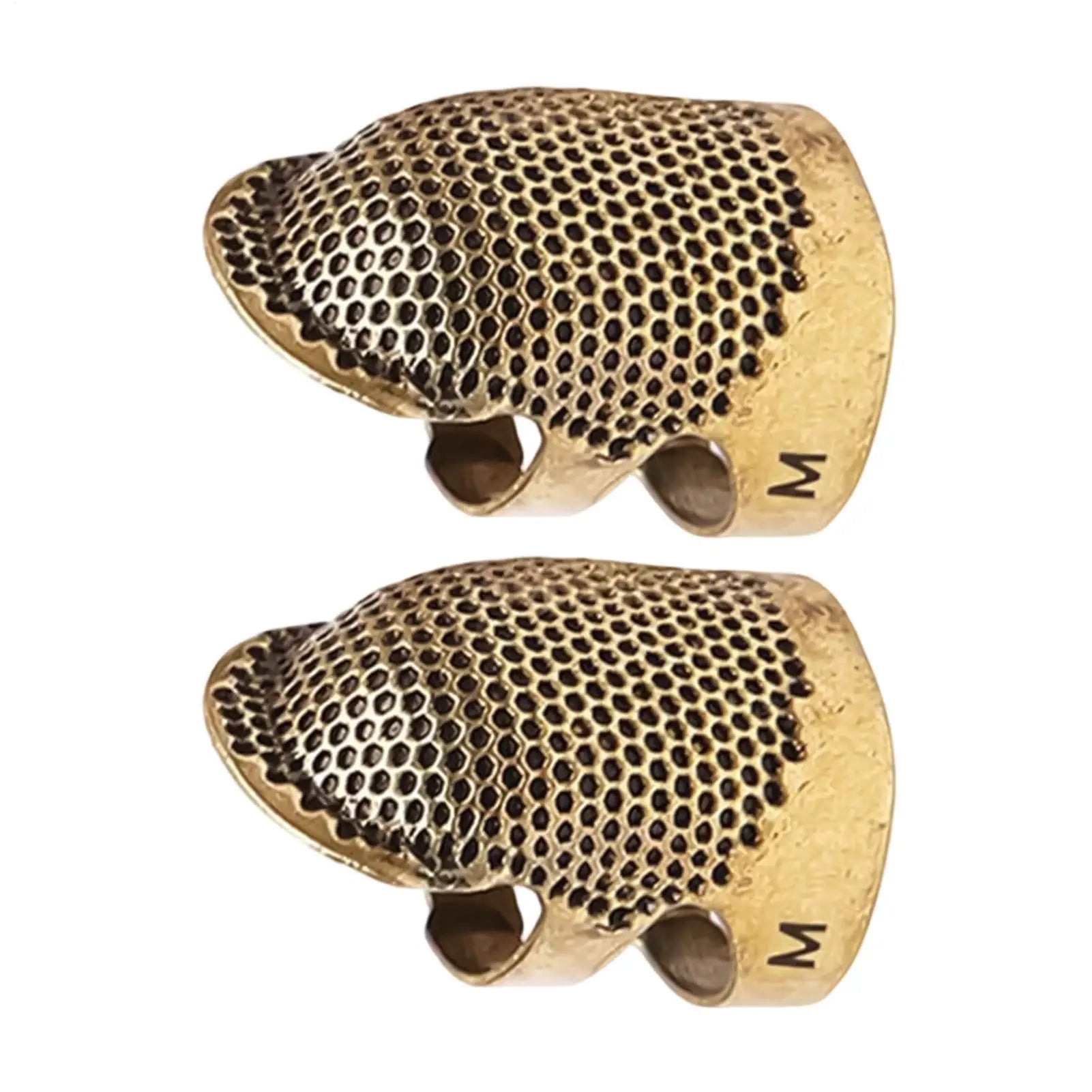 Adjustable Vintage Sewing Thimble 2Pcs Handmade Non-slip Embroidery against Ring Needle Presser Needle Hoop Finger Holder Oasis Select