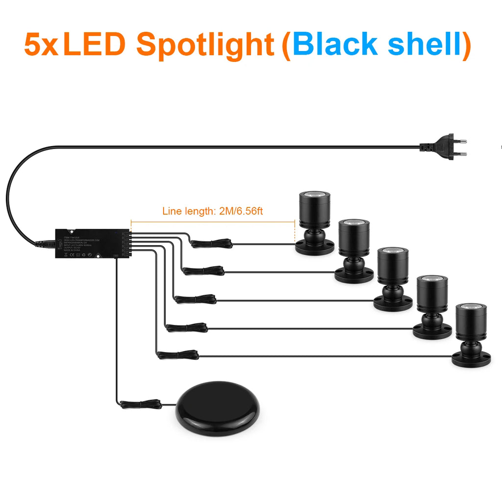 3W 12V Aluminum Dimmable LED Spotlight for Ceiling Light Toy Wine Cooler Display Souvenir Collect Cabinet Shelf,Decorative Lamps Oasis Select 5xSpotlight Black Neutral White