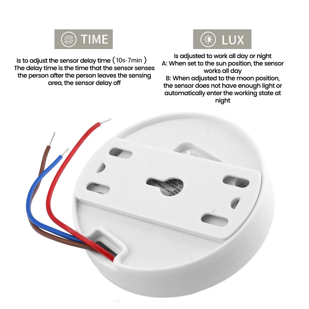 AC85-265V Intelligent Human Infrared Sensor Switch Ceiling Sensor Switch for Ceiling 360℃ Motion Sensor Light Switch Wholesale Oasis Select