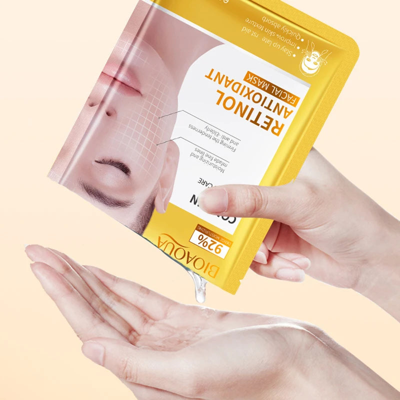 BIOAQUA Retinol Collagen Face Masks 15pc – Firming & Hydrating Facial Sheet Mask Oasis Select