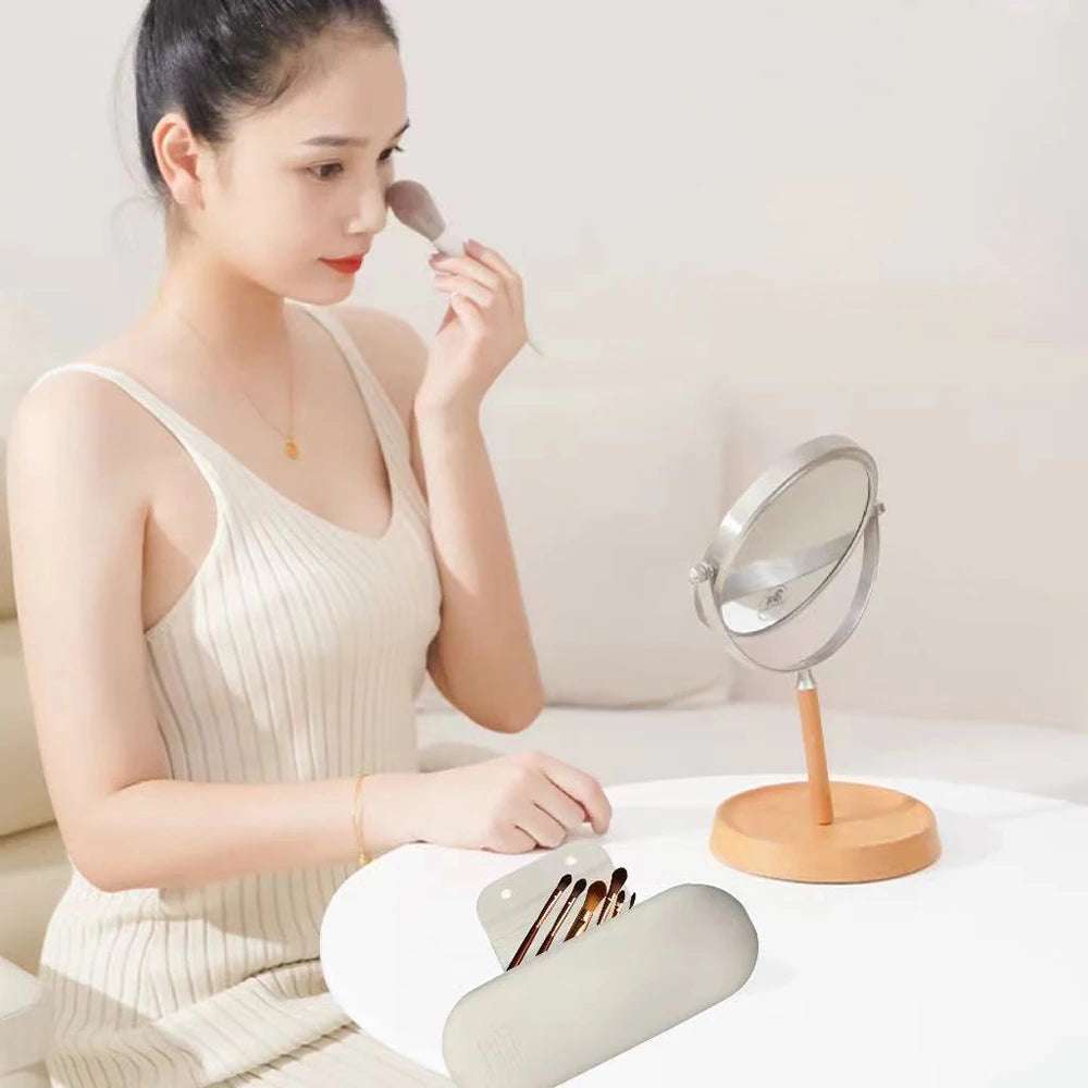 1 pc Silicone Makeup Brush Soft Portable Cosmetic Face Brushes Large Capacity Makeup Brush Bag Washable Makeup Pouch Holder Case Oasis Select
