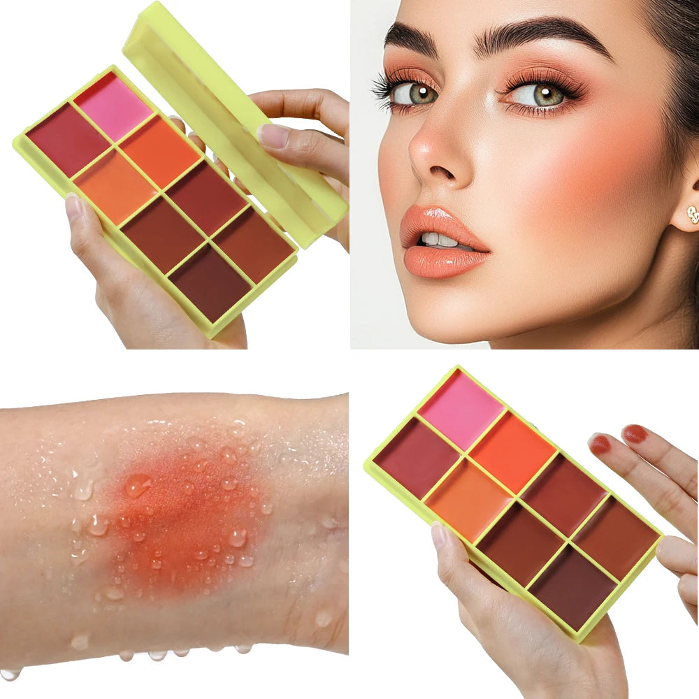 Multi Cream Eyebrow Blush Highlighter Palette Long Wearing Eyeshadow Palette Matte Shimmer Finish With Free Brush & Powder Puff Oasis Select