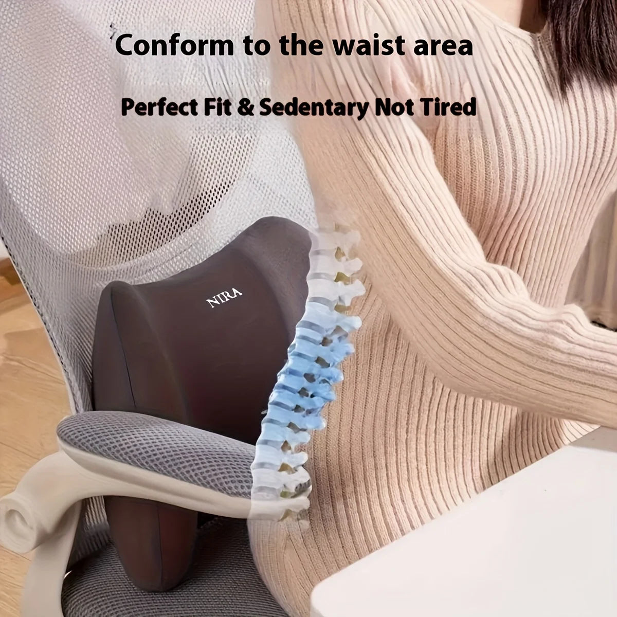 Ergonomic Memory Foam Lumbar Pillow for Office and Bed Sleepers - Comfortable Back Support Cushion with Washable Cover Oasis Select