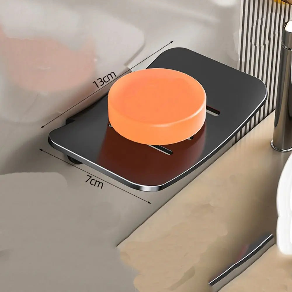 Useful Wall Mounted Soap Dish Metal Drainable Soap Box Soap Container Tray Bathroom Kitchen Sink Organizer Oasis Select black