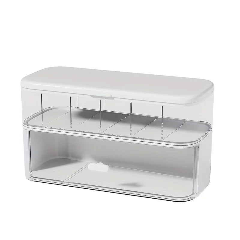 Transparent Desktop Cable Organizer Box with Lid Cord & Charger Storage Solution,No Power Needed,Compact Design for Home Storage Oasis Select WHITE