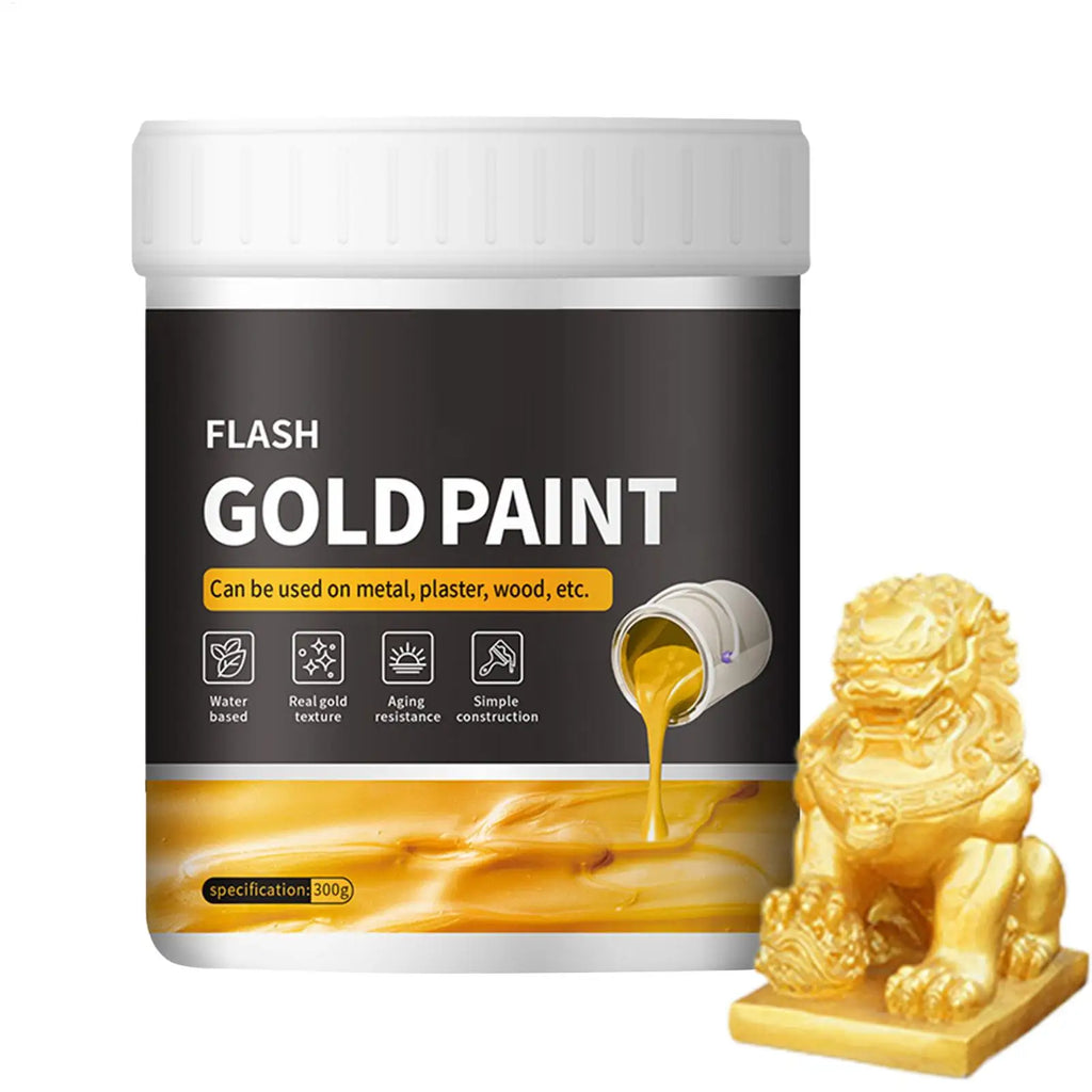 Liquid Gilding Gold Paint 300g Gold Foil Non-Fading Goldleaf Paint Metal Plaster and Wood Painting Easy to Apply Art Supplies Oasis Select