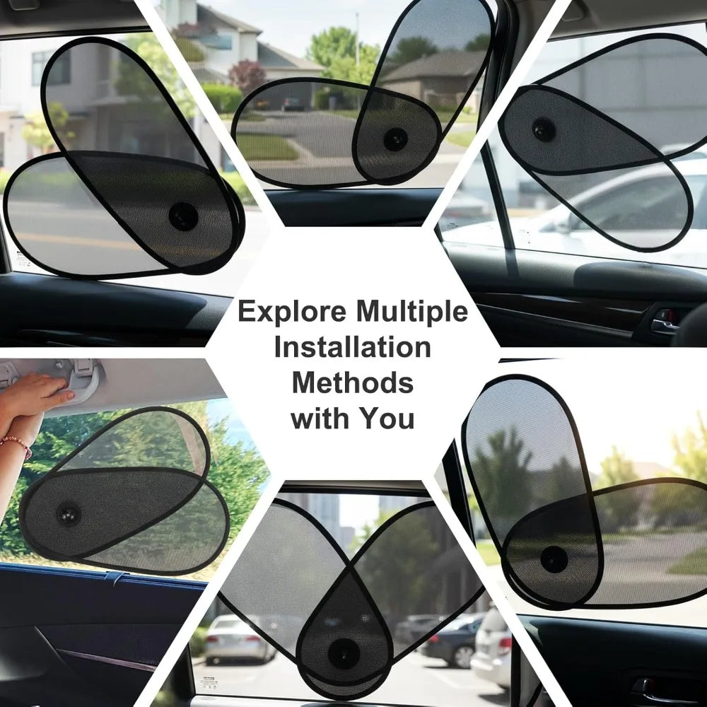 Breathable Mesh Car Window Shade for Baby Adjustable Rotatable Sun Blocker Driver Side Suction Cups Glare UV Protection Oasis Select