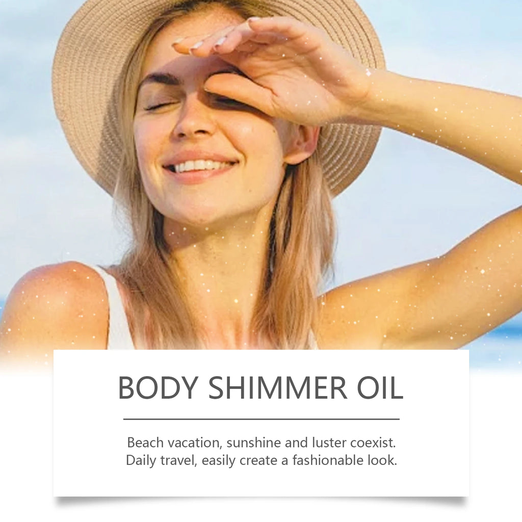 Shimmer Body Oil Long Lasting Shine Skin Hydration Non Sticky Waterproof Brighten Body Sparkle Highlighter Oil Makeup for Party Oasis Select