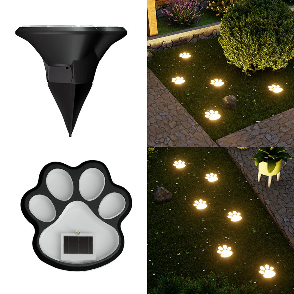 Solar Paw Print Garden Lights | Waterproof Pathway Decor 4 Pack