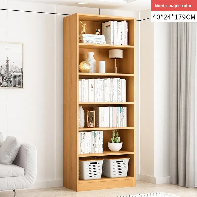 Bookshelf household modern simple floor against the wall large capacity storage shelf living room display cabinet study Oasis Select Maple color-40CM