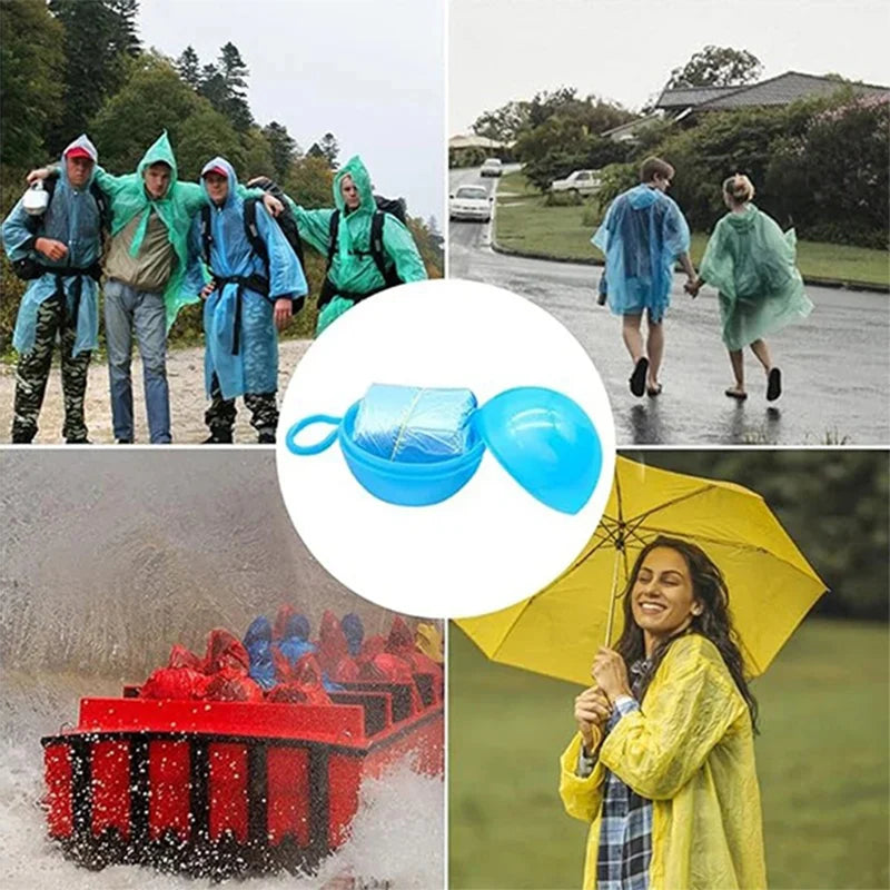 Portable disposable raincoat for adults with compressible spherical keychain and pockets can be hung suitable for outdoor travel Oasis Select
