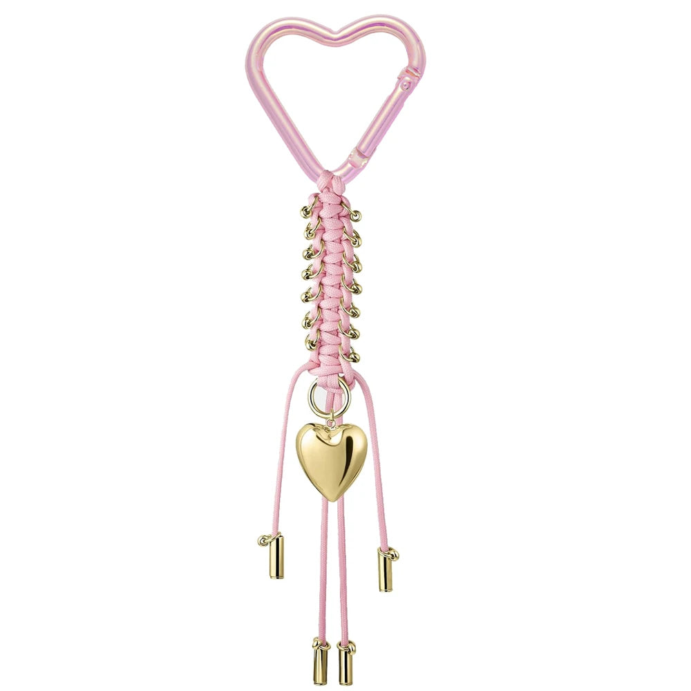 5pcs New Heart Shaped Laser Carabiner Hook Ring Keychain Keyrings Hook DIY Jewelry Making Supplies Connector Buckles Accessories Oasis Select