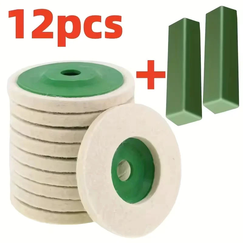 4" Wool Polishing Wheels for Angle Grinder – 3/10/12 Pack Polishing Pads Oasis Select 12pcs