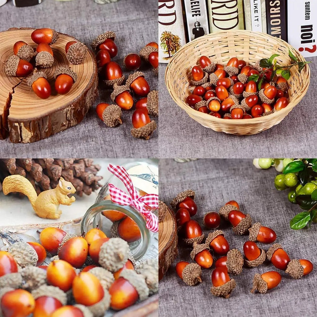 5/10 PCS Artificial Acorns with Caps Realistic Fake Acorns DIY Craft Fall Autumn Decor Table Centerpiece Woodland Props Oasis Select