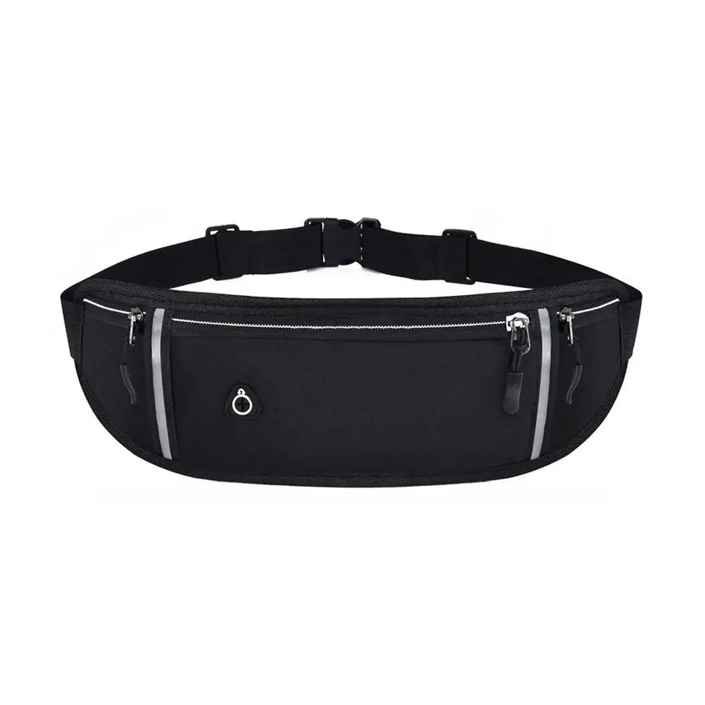 Running Waist Bag Lightweight Waterproof Reflective Strip Waist Fanny Pack Gym Sport Running Waist Pack Adjustable Elastic Strap Oasis Select Black