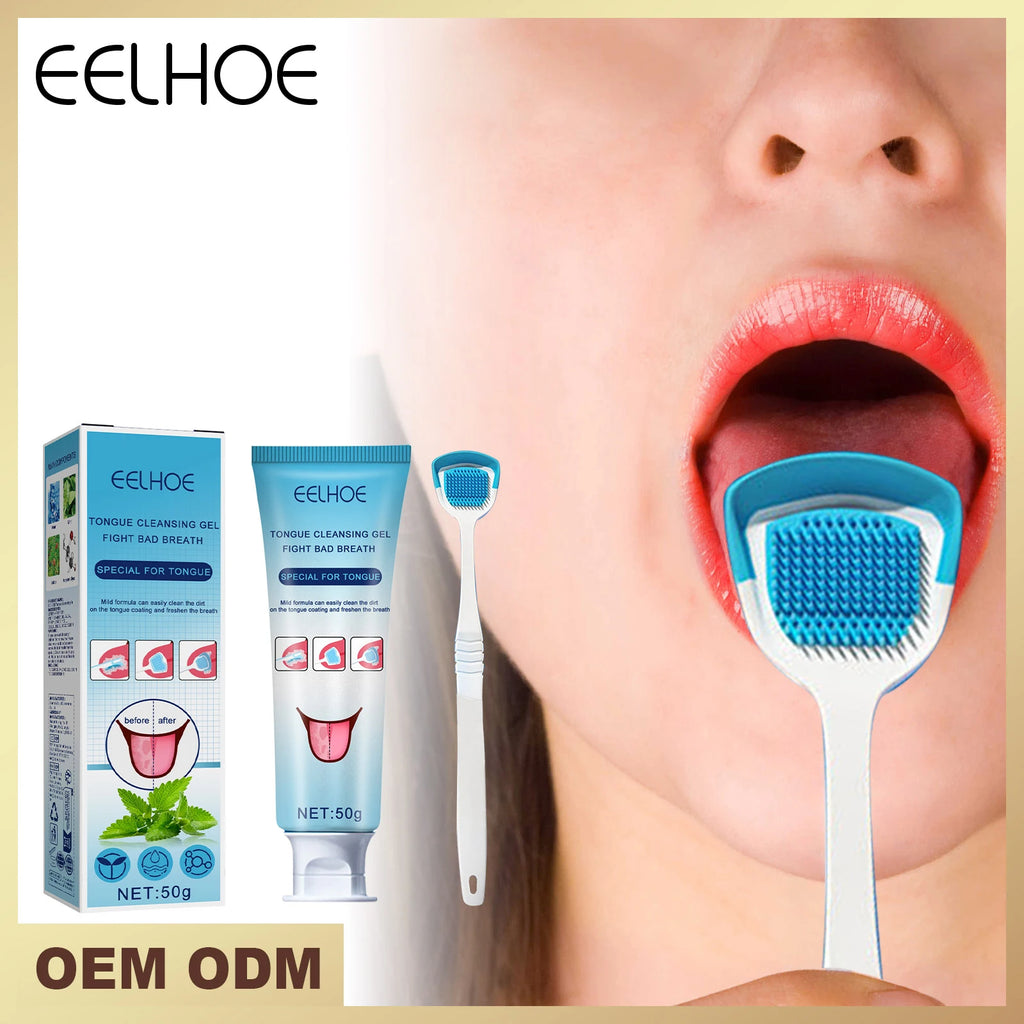 EELHOE Tongue Cleaning Gel & Brush Kit – Fresh Breath Oral Care