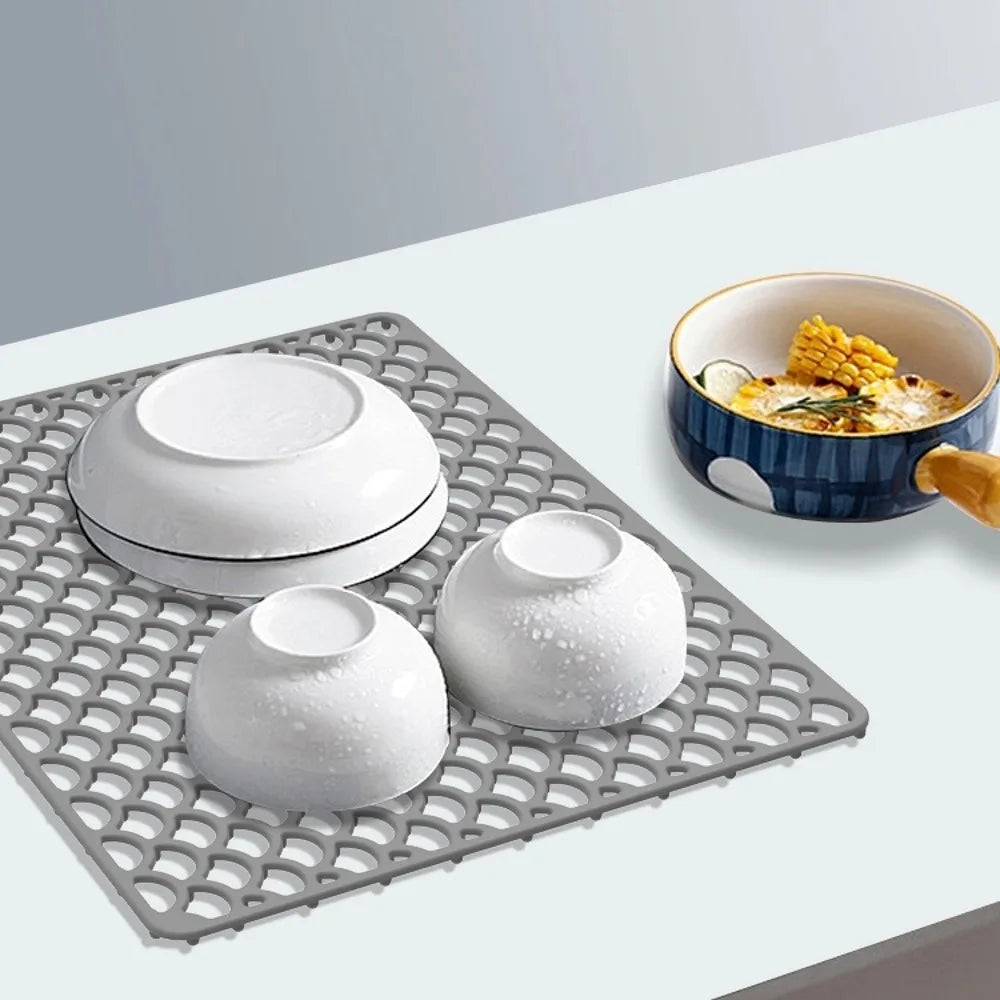 Silicone Sink Protector Mat Foldable Anti Slip Tableware Drainage Drying Mats Multi Functional Heat Resistant Non-slip Sink Mat Oasis Select