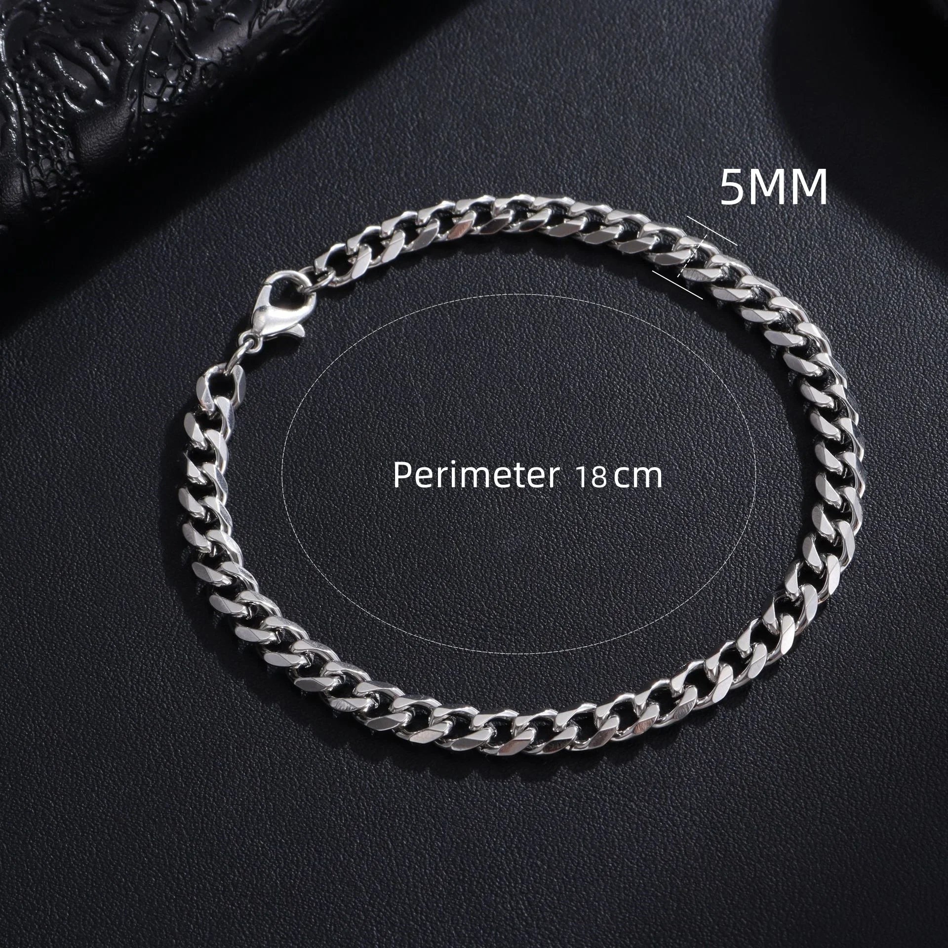 New Trendy Cuban Chain Men Bracelet Classic Stainless Steel 3/5/7/9mm Width Chain Bracelet For Men Women Jewelry Gift Oasis Select 5mm