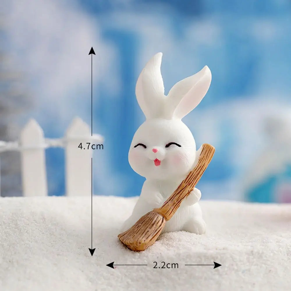Snowman Bunny Resin Figurine | Micro Landscape Christmas Ornament