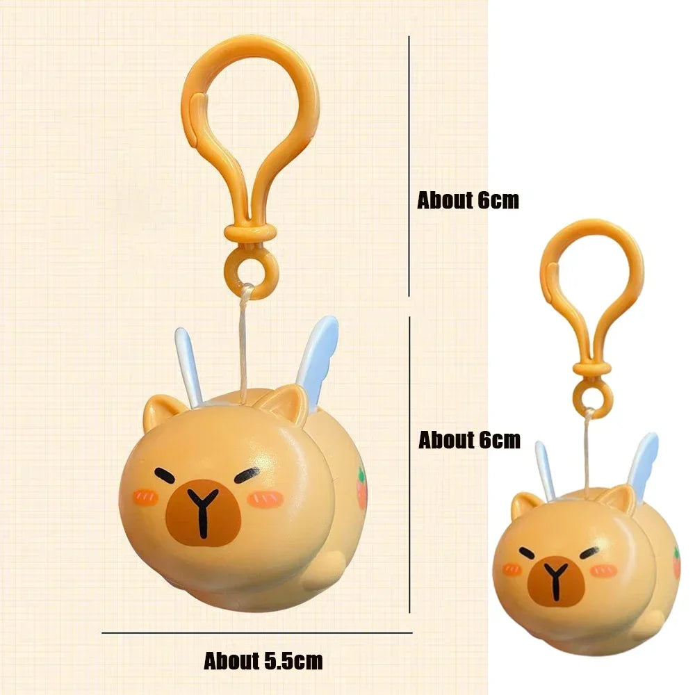 1-20PCS Kapybara Toys Creative Pull String Flying Kapybara Bag Pendant Car Keychain Pendant Decompression Kapybara Doll Keychain Oasis Select