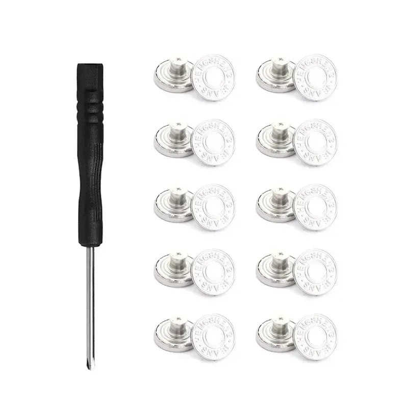 10/20/30/40pcs Adjustable Jean Buttons Replacement Metal Jeans Buttons No Sew Removable For Jeans Pants Bags Denim Clothing Oasis Select 10pcs B