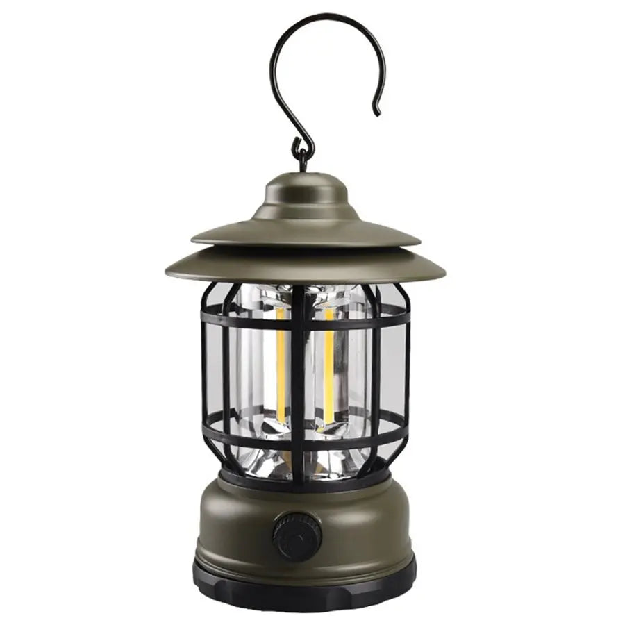 Retro Style Camping Light Waterproof Outdoor Hanging Lights Portable Tent Lamp Night Lantern Atmosphere Lamps Oasis Select army green