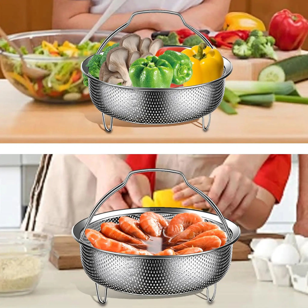 Heat Resistant Multifunctional Metal Colander with Handle Steamer Basket Bun Vegetable Steaming Basket for Vegetables Eggs Meat Oasis Select