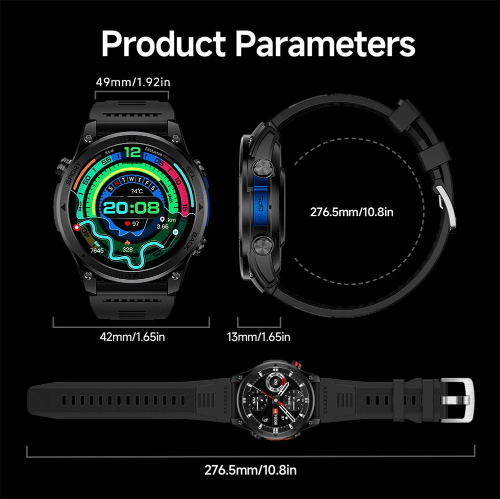 Outdoor GPS Path 1.46"100+ Multi-sport Mode BT Call Smart Watch IP68 Waterproof Sports Run Tracker Compass Smartwatch Men 530mAh Oasis Select