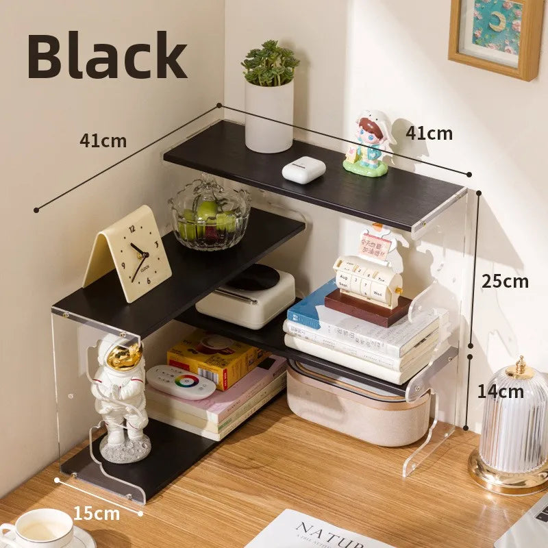Solid wood bookshelf Corner shelf Student desk storage rack Simple desk storage rack Household desk bookcase Oasis Select Black 41cm