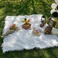 French Style Fringe Blanket, Heavy-Duty Outdoor Blanket with White Fringe Trim,Machine-Washable Camping Bedspread for Beach Park Oasis Select 35.43x70.87inch