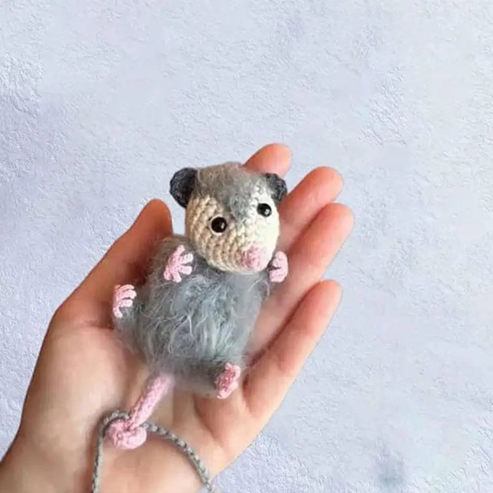 Handmade Crochet Opossum Car Mirror Pendant | Cute Possum Charm