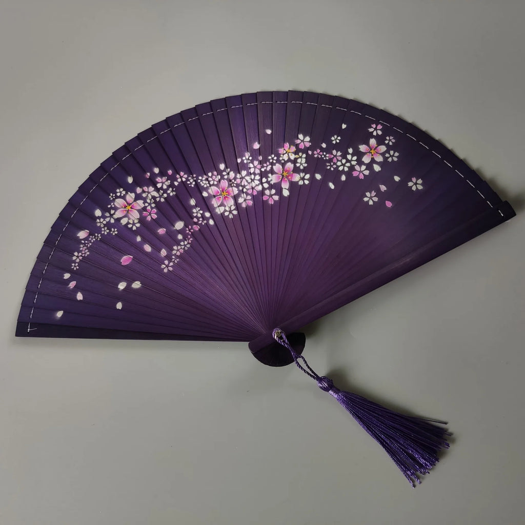 All Bamboo Spray Painting Fan High-end Fine Dance Hollow Carving