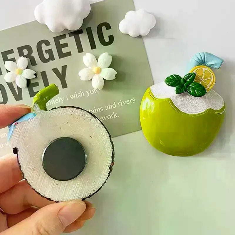 Refrigerator Magnets Cute Resin Refrigerator Sticker Summer Coconut Refrigerator Magnet Sticker Oasis Select