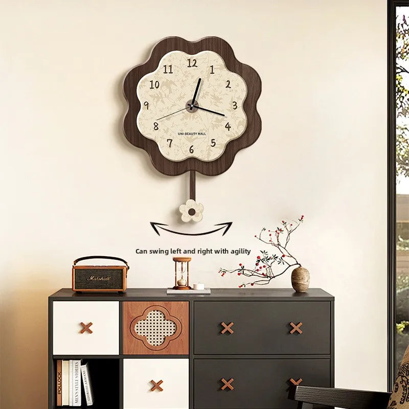 Middle Ancient Style Creative Art Wall Clock New High-end Feeling Living Room Dining Room Bedroom Home Wall Clock Oasis Select