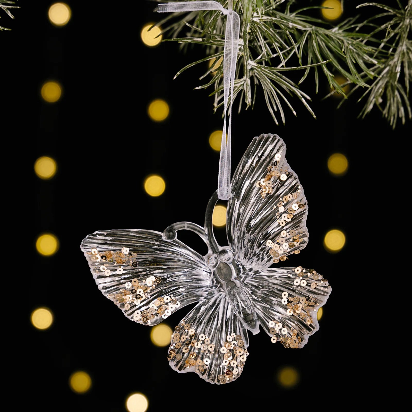 Sequined Acrylic Christmas Ornaments – Snowflake & Bell Pendants