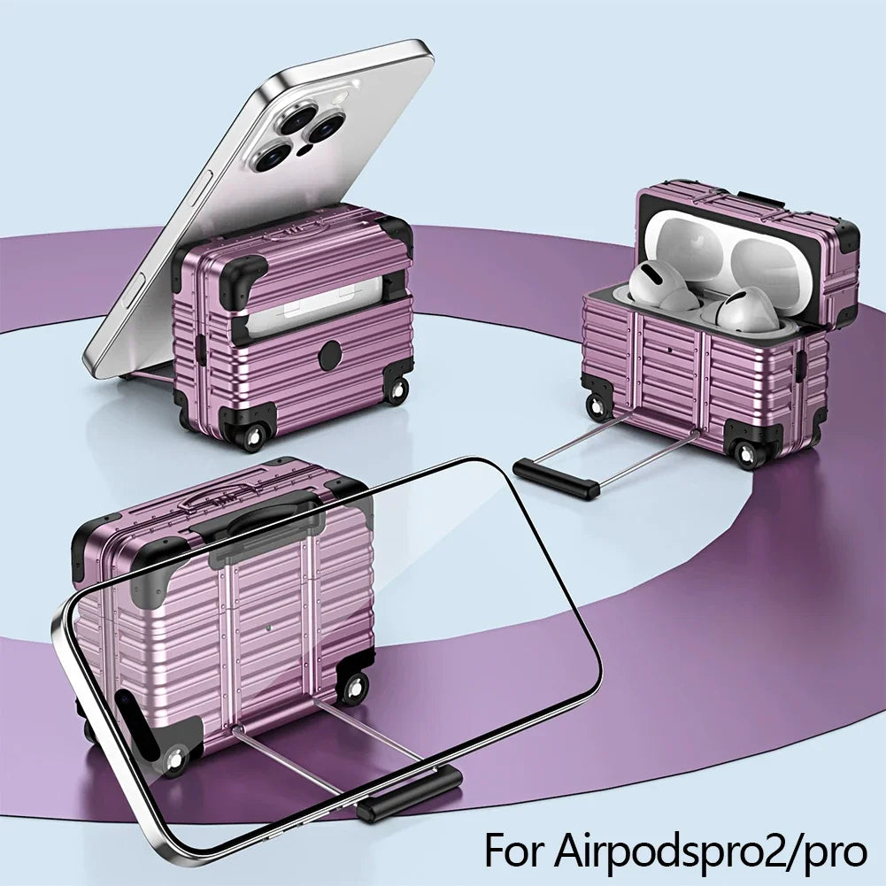 Mini Suitcase AirPods Case – Drop-Proof PC & TPU Cover