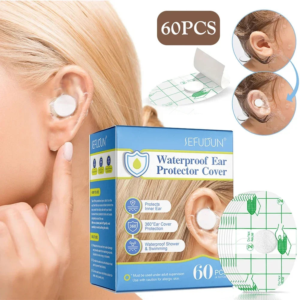 60pcs/box Waterproof Ear Patches Adult Children Shampoo Bathing Hair Washing Ear Protector Cover Waterproof Ear Care Stickers Oasis Select Default Title