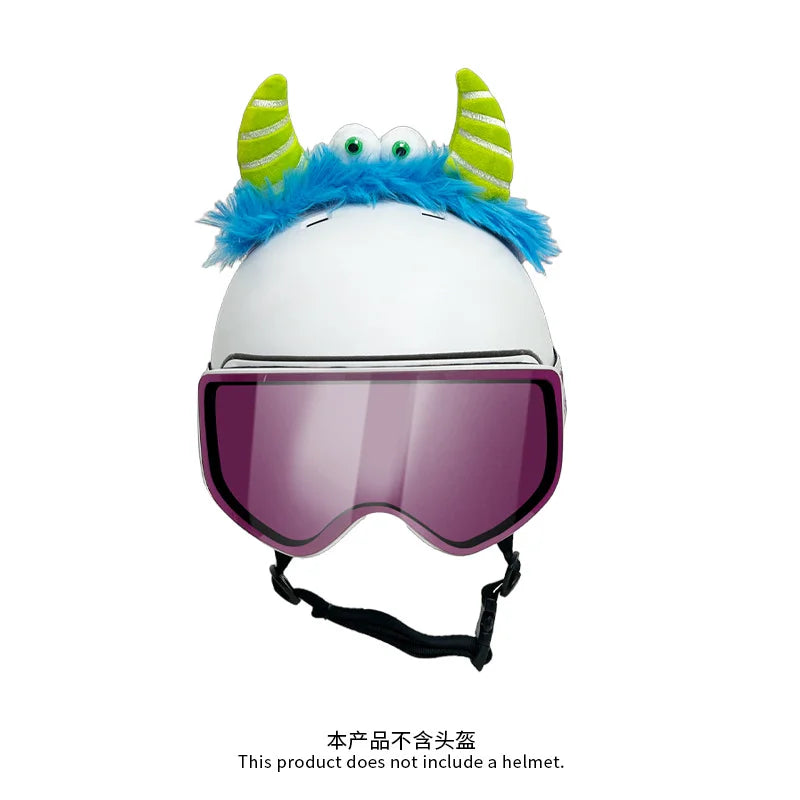 Fun helmet decorations, small monsters, outdoor personalized helmets, decorative ears, three-dimensional plush cute ski helmets Oasis Select Blue