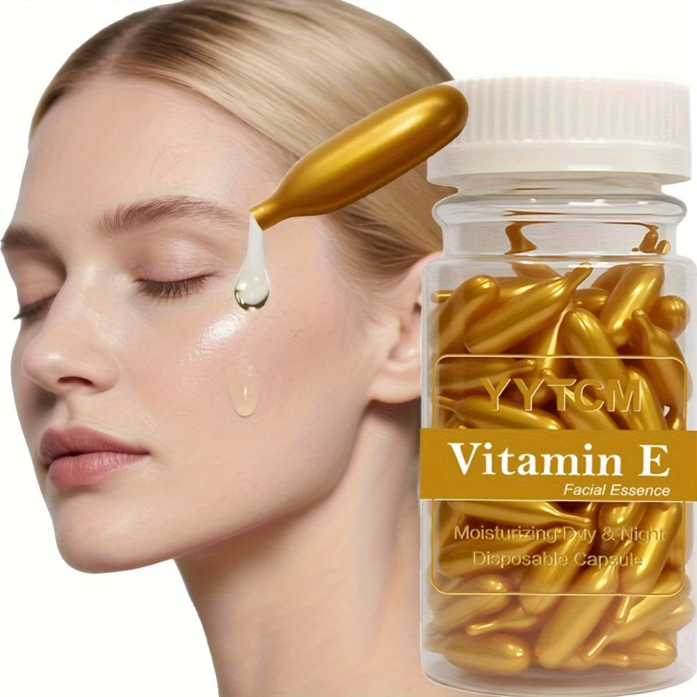 Vitamin E Serum Capsules, Single-Use Essence Capsules, Hydrating and Moisturizing Facial Skin 90 Capsules/Bottle - 1 Bottle Oasis Select