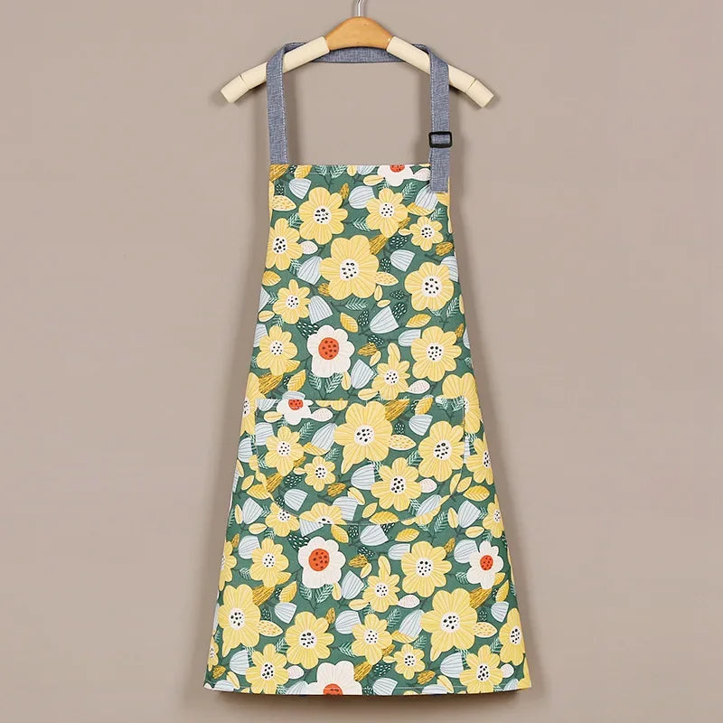 1PC Aprons Fashion Cotton Fabric Waterproof Thickened Dirt Resistant Kitchen Apron and Home Work Clothes Gardening Work Clothing Oasis Select P OneSize
