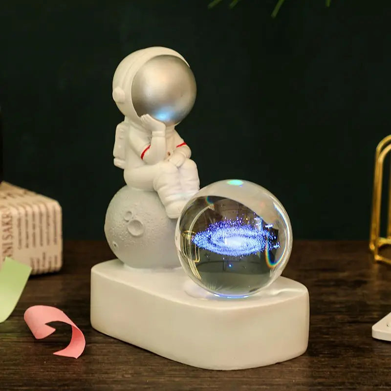 Astronaut Night Light Desktop Small Ornaments Decorative Crystal Ball Birthday Gift for Boys and Girls Decoration Oasis Select